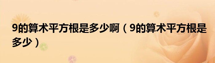 9的算术平方根是多少啊（9的算术平方根是多少）
