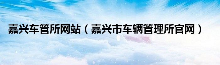 嘉兴车管所网站（嘉兴市车辆管理所官网）
