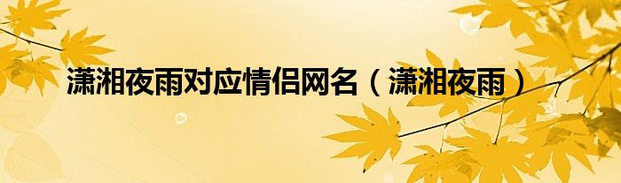 潇湘夜雨对应情侣网名（潇湘夜雨）