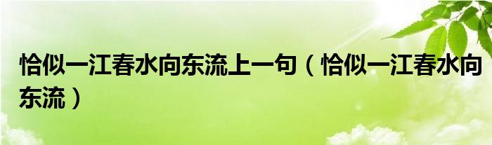 恰似一江春水向东流上一句（恰似一江春水向东流）