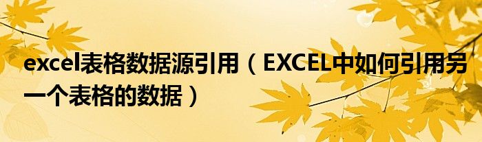 excel表格数据源引用（EXCEL中如何引用另一个表格的数据）