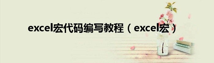 excel宏代码编写教程（excel宏）
