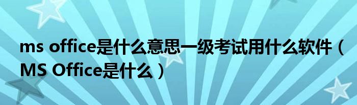 ms office是什么意思一级考试用什么软件（MS Office是什么）