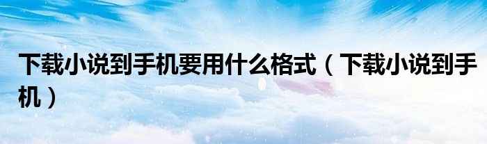 下载小说到手机要用什么格式（下载小说到手机）