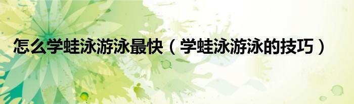 怎么学蛙泳游泳最快（学蛙泳游泳的技巧）