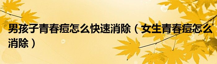 男孩子青春痘怎么快速消除（女生青春痘怎么消除）