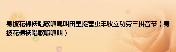 身披花棉袄唱歌呱呱叫田里捉害虫丰收立功劳三拼音节（身披花棉袄唱歌呱呱叫）