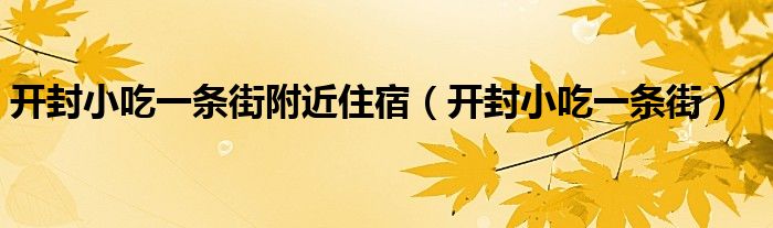 开封小吃一条街附近住宿（开封小吃一条街）