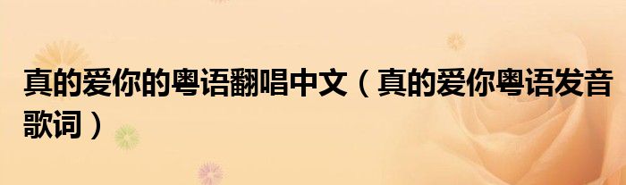 真的爱你的粤语翻唱中文（真的爱你粤语发音歌词）