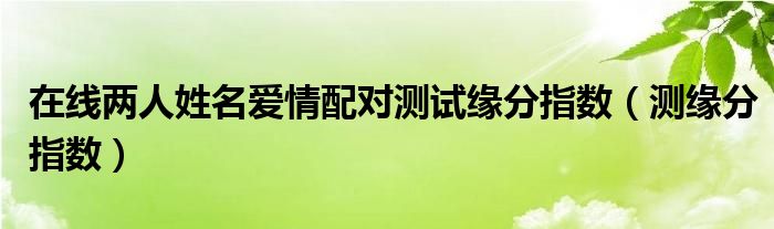 在线两人姓名爱情配对测试缘分指数（测缘分指数）