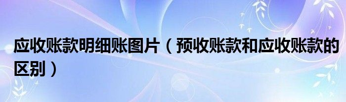 应收账款明细账图片（预收账款和应收账款的区别）