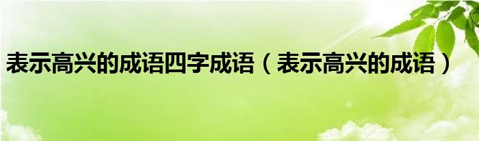 表示高兴的成语四字成语（表示高兴的成语）