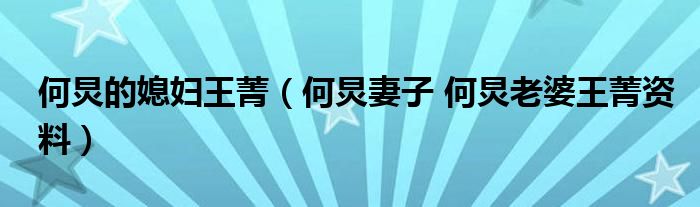 何炅的媳妇王菁（何炅妻子 何炅老婆王菁资料）