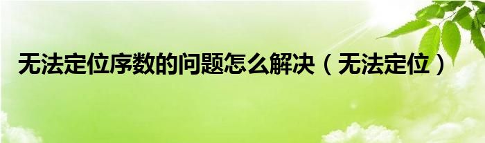 无法定位序数的问题怎么解决（无法定位）