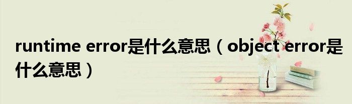 runtime error是什么意思（object error是什么意思）