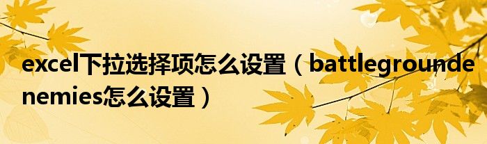 excel下拉选择项怎么设置（battlegroundenemies怎么设置）