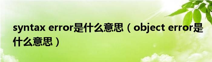 syntax error是什么意思（object error是什么意思）