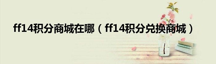 ff14积分商城在哪（ff14积分兑换商城）