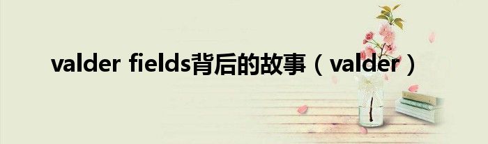 valder fields背后的故事（valder）