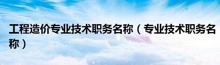 工程造价专业技术职务名称（专业技术职务名称）