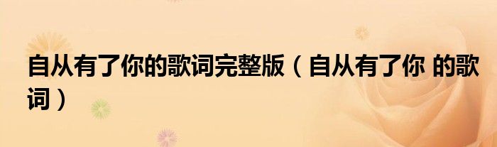 自从有了你的歌词完整版（自从有了你 的歌词）