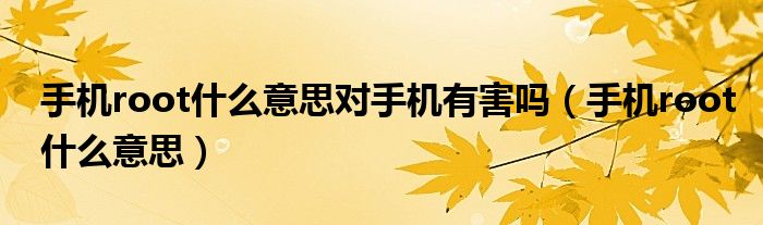 手机root什么意思对手机有害吗（手机root什么意思）