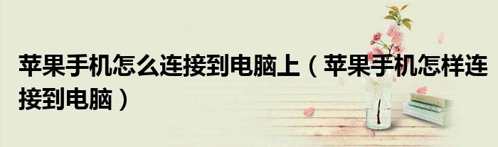 苹果手机怎么连接到电脑上（苹果手机怎样连接到电脑）