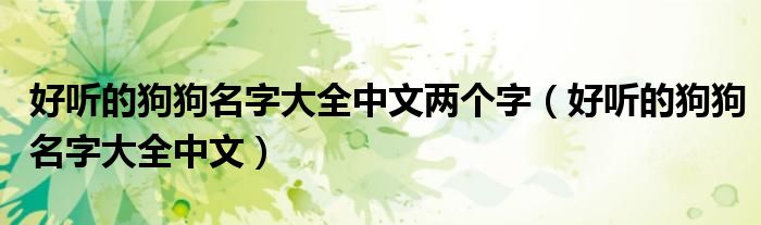 好听的狗狗名字大全中文两个字（好听的狗狗名字大全中文）