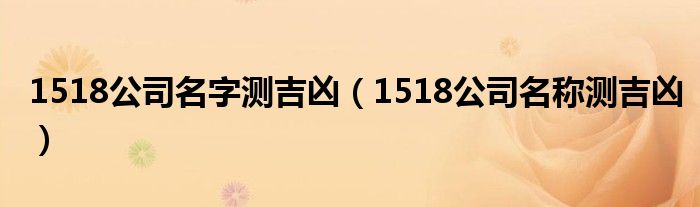 1518公司名字测吉凶（1518公司名称测吉凶）