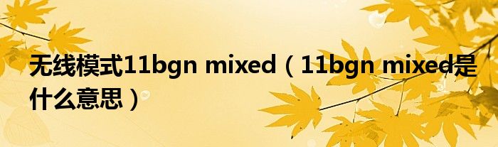 无线模式11bgn mixed（11bgn mixed是什么意思）