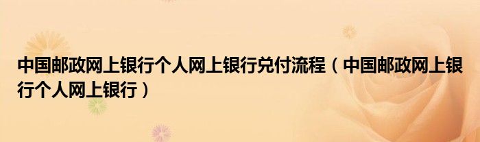 中国邮政网上银行个人网上银行兑付流程（中国邮政网上银行个人网上银行）