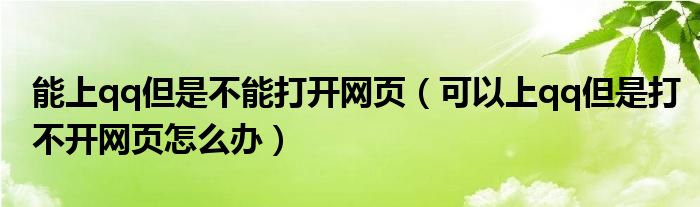 能上qq但是不能打开网页（可以上qq但是打不开网页怎么办）