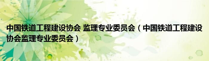 中国铁道工程建设协会 监理专业委员会（中国铁道工程建设协会监理专业委员会）