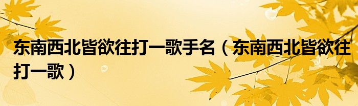 东南西北皆欲往打一歌手名（东南西北皆欲往打一歌）