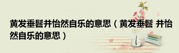 黄发垂髫并怡然自乐的意思（黄发垂髫 并怡然自乐的意思）