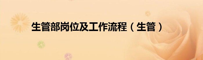 生管部岗位及工作流程（生管）
