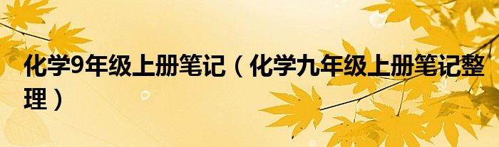 化学9年级上册笔记（化学九年级上册笔记整理）