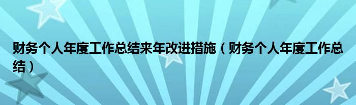 财务个人年度工作总结来年改进措施（财务个人年度工作总结）