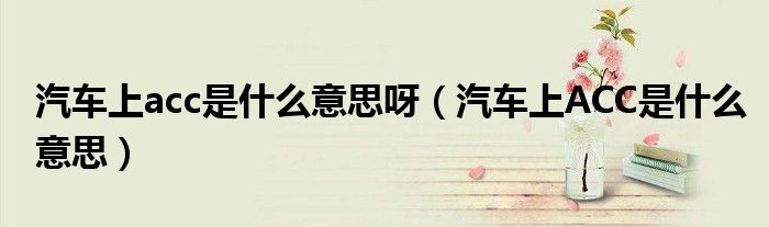 汽车上acc是什么意思呀（汽车上ACC是什么意思）