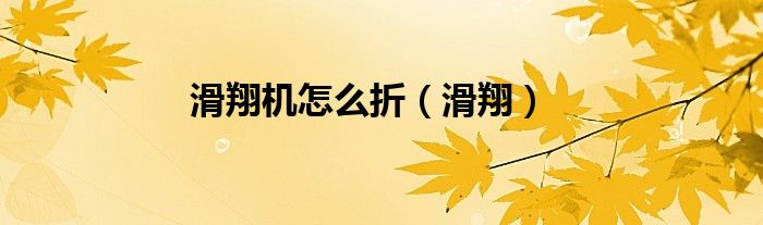 滑翔机怎么折（滑翔）