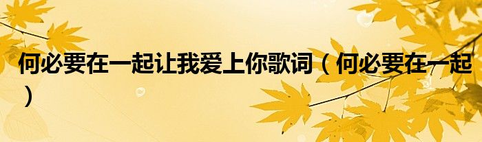 何必要在一起让我爱上你歌词（何必要在一起）