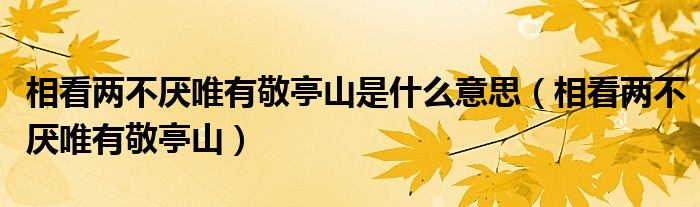 相看两不厌唯有敬亭山是什么意思（相看两不厌唯有敬亭山）