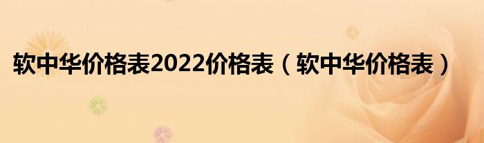 软中华价格表2022价格表（软中华价格表）