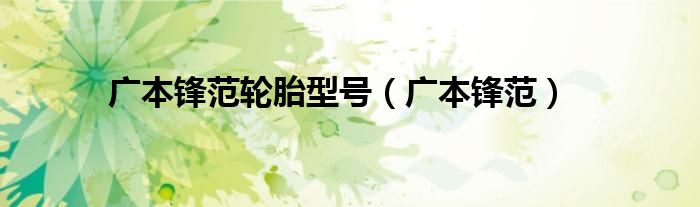 广本锋范轮胎型号（广本锋范）