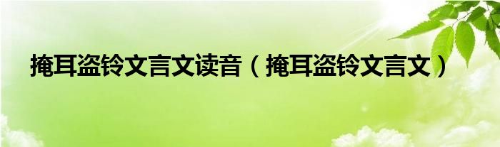 掩耳盗铃文言文读音（掩耳盗铃文言文）