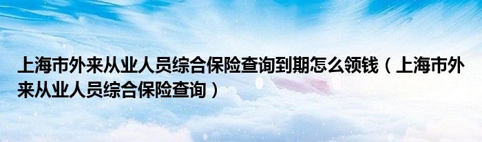 上海市外来从业人员综合保险查询到期怎么领钱（上海市外来从业人员综合保险查询）