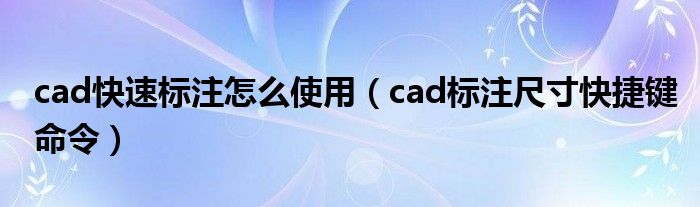 cad快速标注怎么使用（cad标注尺寸快捷键命令）