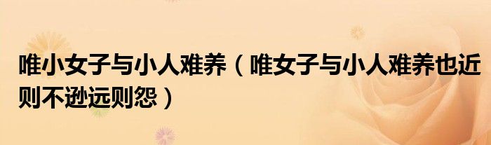 唯小女子与小人难养（唯女子与小人难养也近则不逊远则怨）