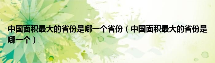 中国面积最大的省份是哪一个省份（中国面积最大的省份是哪一个）