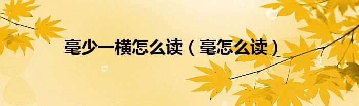 毫少一横怎么读（毫怎么读）